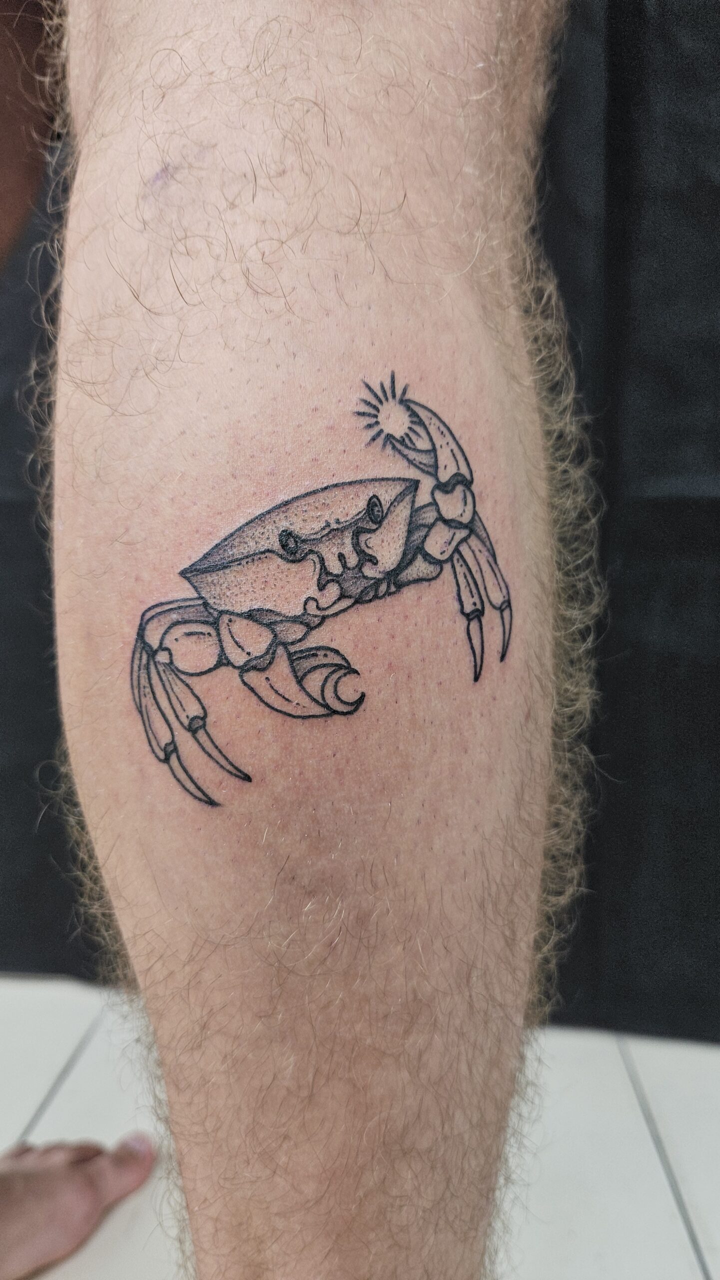 Black and gray, crab tattoo, Lethal Ink Tattoo, Phra Tamnak, Pattaya, 2025 Black and gray, crab tattoo, Lethal Ink Tattoo, Phra Tamnak, Pattaya, 2025