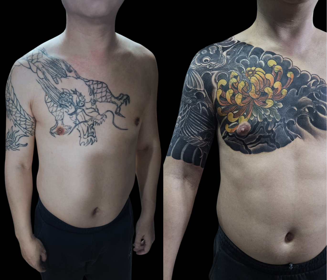 Japanese, cover, flower, koi, chest, back, arm tattoo, Lethal Ink Tattoo, Phra Tamnak, Pattaya, 2025 Japanese, cover, flower, koi, chest, back, arm tattoo, Lethal Ink Tattoo, Phra Tamnak, Pattaya, 2025