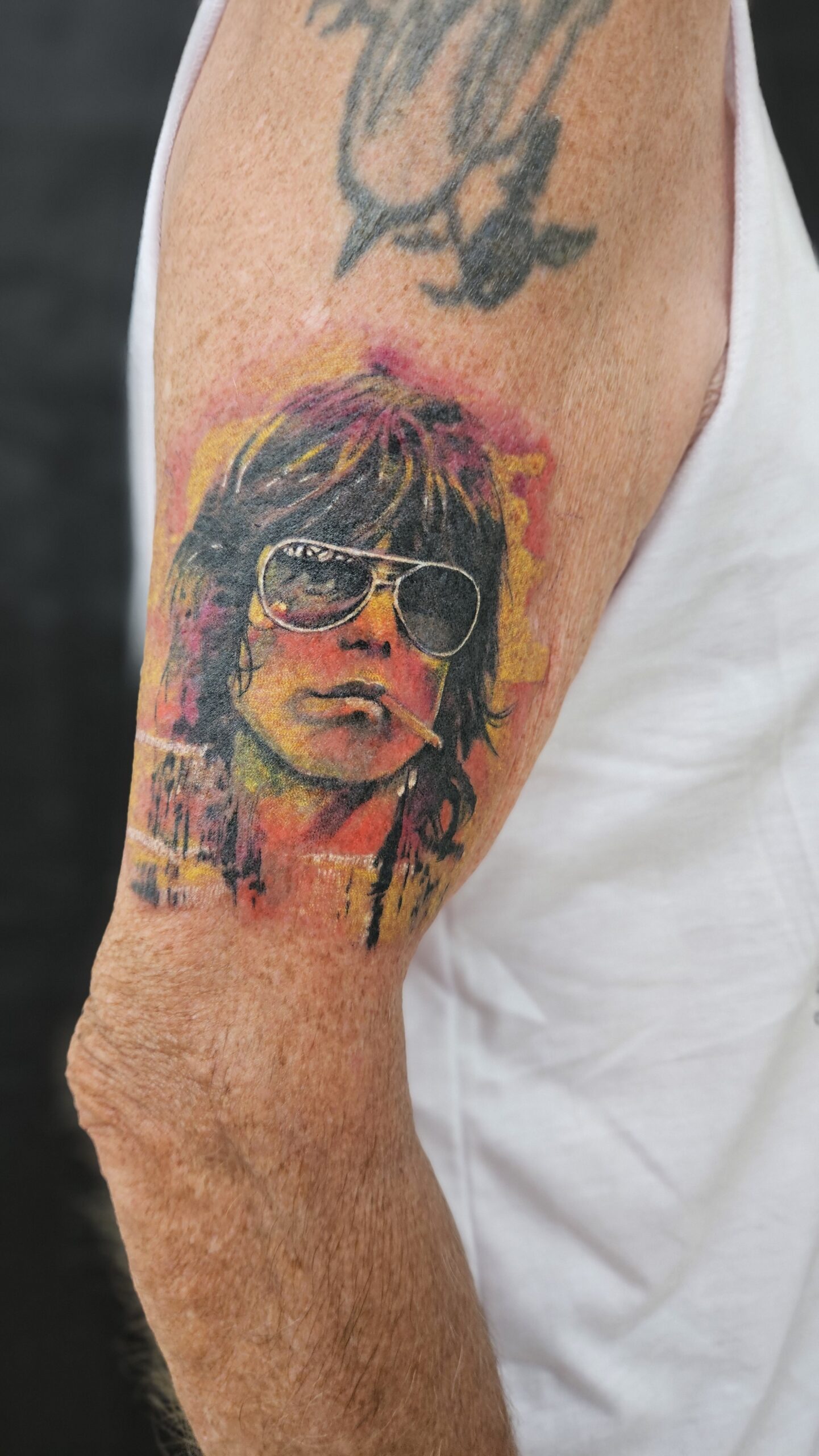 Keith Richards, realistic, portrait, color, arm tattoo Lethal Ink Tattoo, Phra Tamnak, Pattaya, 2025 Keith Richards, realistic, portrait, color, arm tattoo Lethal Ink Tattoo, Phra Tamnak, Pattaya, 2025