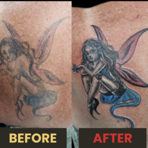 Fair, tattoo repair, color, back tattoo, Lethal Ink Tattoo, Phra Tamnak, Pattaya, 2025 Fair, tattoo repair, color, back tattoo, Lethal Ink Tattoo, Phra Tamnak, Pattaya, 2025