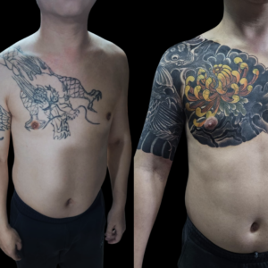 Japanese, cover, flower, koi, chest, back, arm tattoo, Lethal Ink Tattoo, Phra Tamnak, Pattaya, 2025 Japanese, cover, flower, koi, chest, back, arm tattoo, Lethal Ink Tattoo, Phra Tamnak, Pattaya, 2025