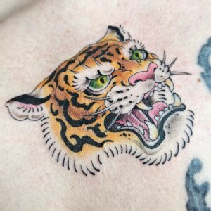 Tiger head, color, animated, flash tattoo, chest tattoo, Lethal Ink Tattoo, Phra Tamnak, Pattaya, 2025 Tiger head, color, animated, flash tattoo, chest tattoo, Lethal Ink Tattoo, Phra Tamnak, Pattaya, 2025