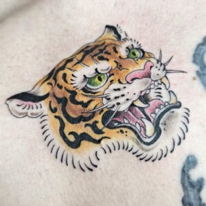 Tiger head, color, animated, flash tattoo, chest tattoo, Lethal Ink Tattoo, Phra Tamnak, Pattaya, 2025 Tiger head, color, animated, flash tattoo, chest tattoo, Lethal Ink Tattoo, Phra Tamnak, Pattaya, 2025