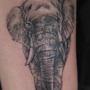 Realistic black and grey elephant cover-up tattoo by Apple at Lethal Ink Tattoo, Pattaya. Apple specializes in Realism, Black & Grey, Fine Line, Minimal, Japanese, and Ornamental styles. Realistic black and grey elephant cover-up tattoo by Apple, tattoo artist at Lethal Ink Tattoo, Pattaya (2025)